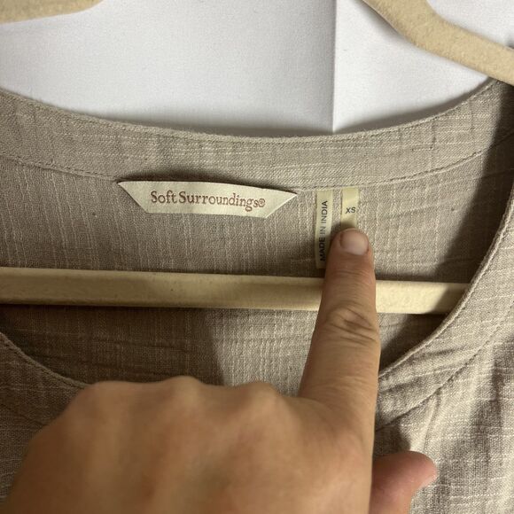 SOFT SURROUNDINGS Linen Cotton Button Up Top Women's Sz XS Resort Boho - Picture 4 of 13